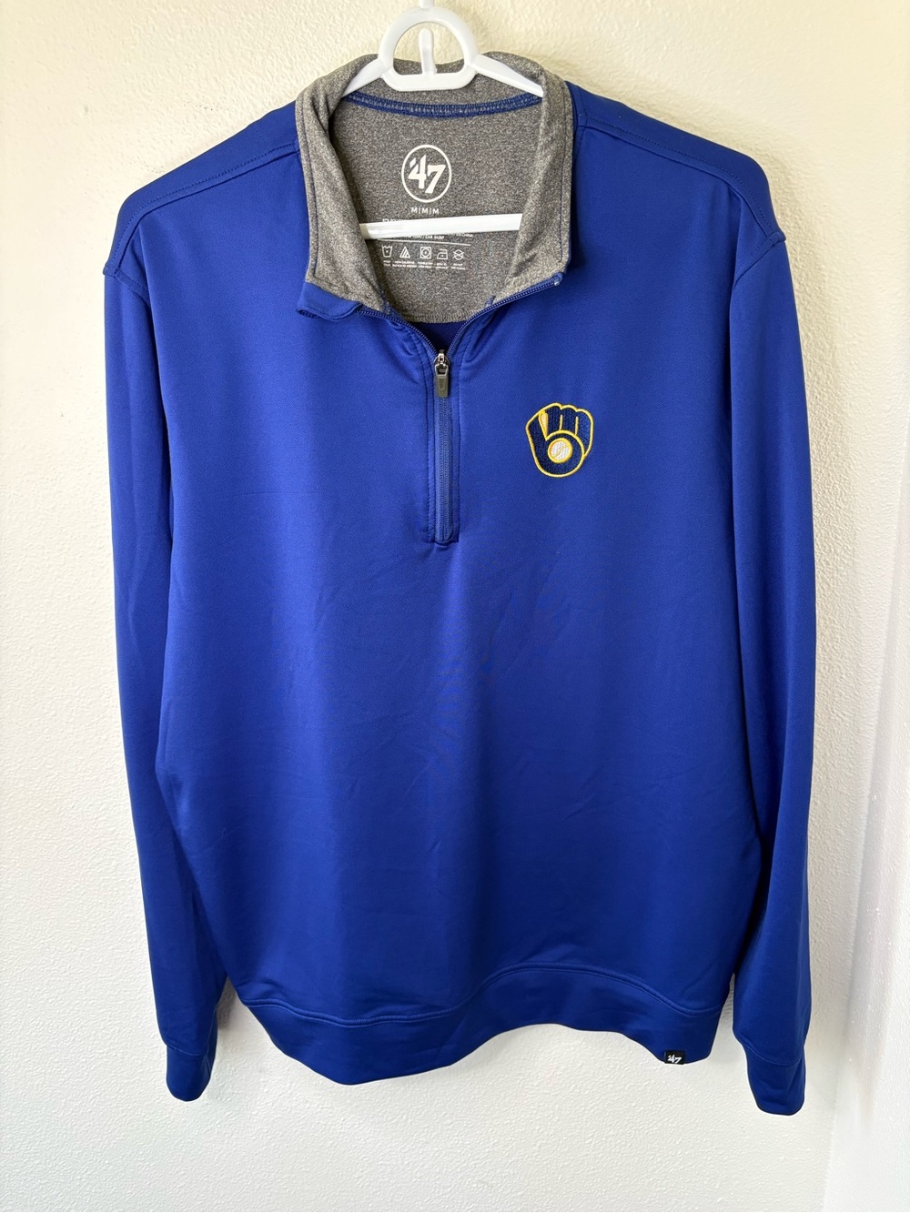 47 Men's Royal Blue Brewer’s Baseball Quarter-Zip Pullover - M - A1